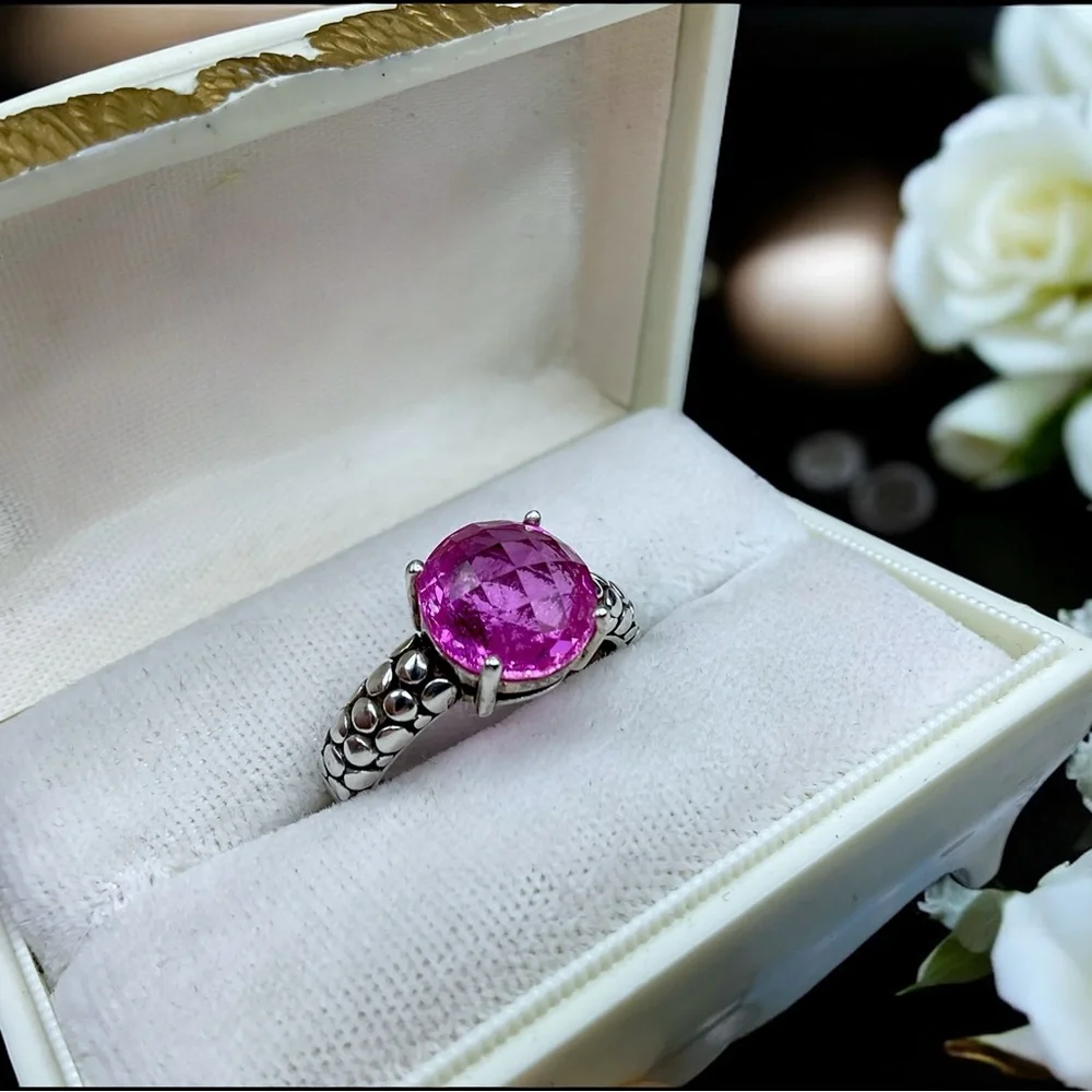 🌺Michael Dawkins Sterling & Pink Sapphire Ring - Picture 3 of 11